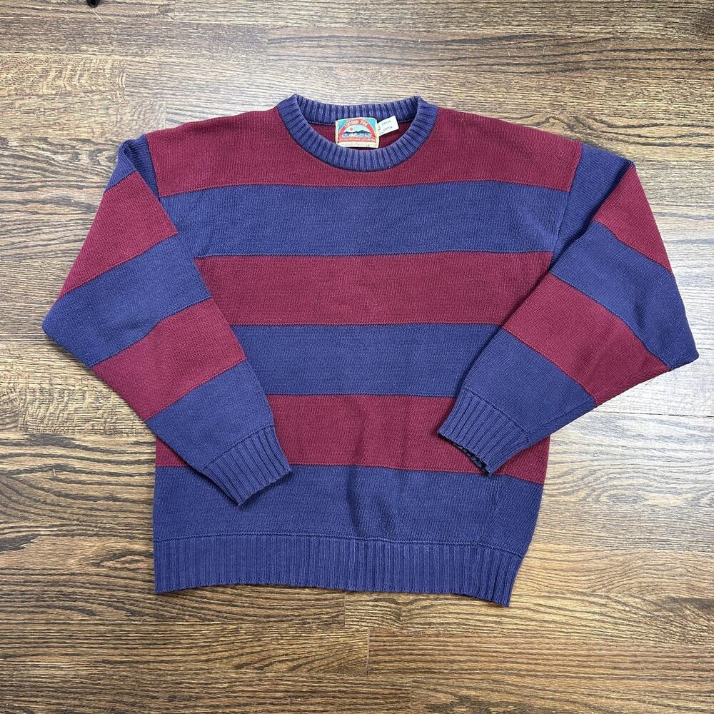 Vintage London Fog‎ Sweater Mens Large Cotton Knitwear Collection Stripe USA